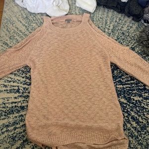 Pink cold-shoulder sweater